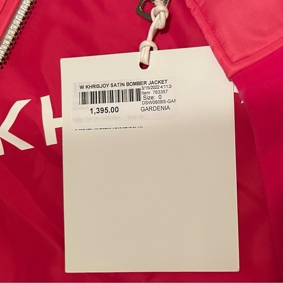 Khrisjoy NWT Satin Oversized Bomber Jacket in Pink GARDENIA Sz 0 (S) - Picture 7 of 11